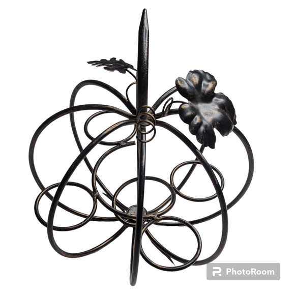 Pumpkin Candle Holder Decorative Metal Sculpture Black Bronze Fall Harvest Decor - Picture 8 of 12